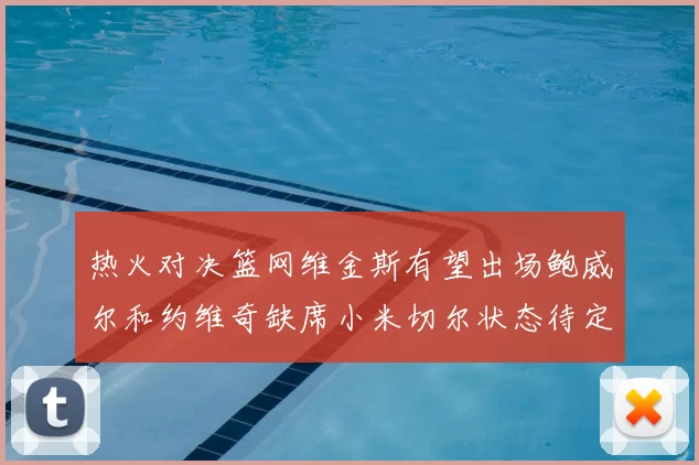 热火对决篮网维金斯有望出场鲍威尔和约维奇缺席小米切尔状态待定